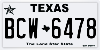 TX license plate BCW6478