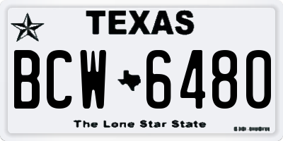 TX license plate BCW6480