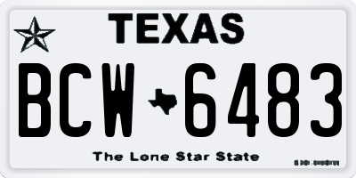 TX license plate BCW6483