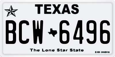 TX license plate BCW6496
