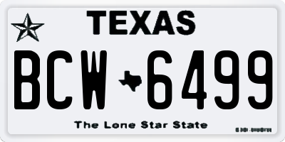 TX license plate BCW6499