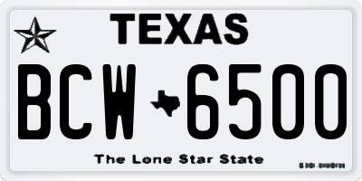 TX license plate BCW6500