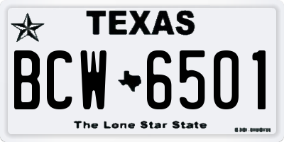 TX license plate BCW6501