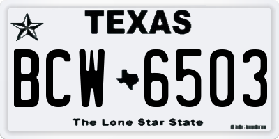 TX license plate BCW6503