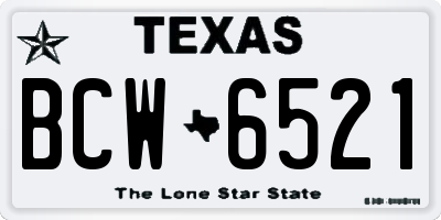 TX license plate BCW6521