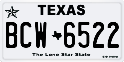 TX license plate BCW6522