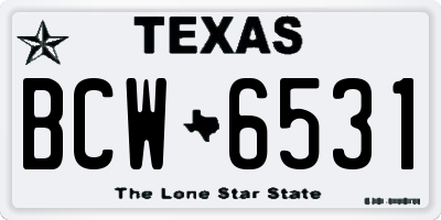 TX license plate BCW6531