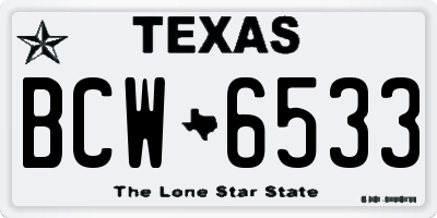 TX license plate BCW6533