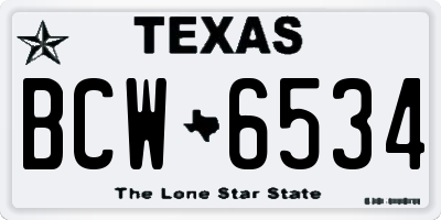 TX license plate BCW6534