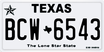 TX license plate BCW6543