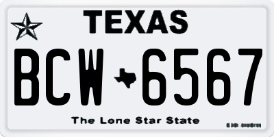 TX license plate BCW6567