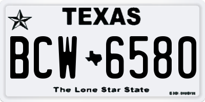 TX license plate BCW6580