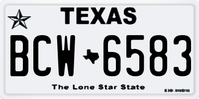 TX license plate BCW6583