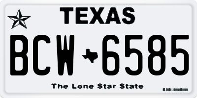 TX license plate BCW6585