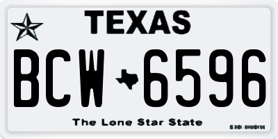 TX license plate BCW6596
