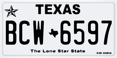 TX license plate BCW6597