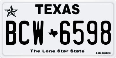 TX license plate BCW6598