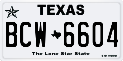 TX license plate BCW6604
