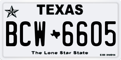 TX license plate BCW6605