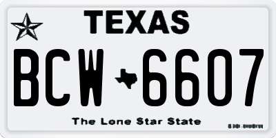 TX license plate BCW6607