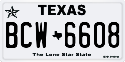 TX license plate BCW6608