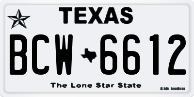 TX license plate BCW6612