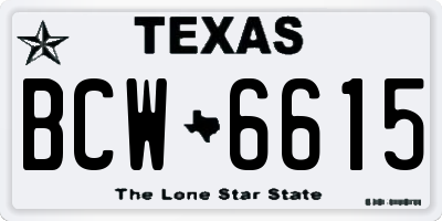 TX license plate BCW6615