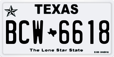 TX license plate BCW6618