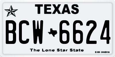 TX license plate BCW6624