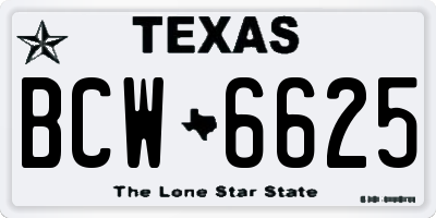TX license plate BCW6625