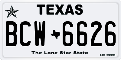 TX license plate BCW6626
