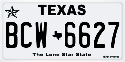 TX license plate BCW6627