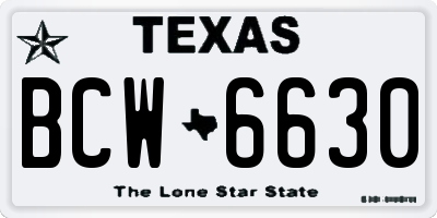 TX license plate BCW6630