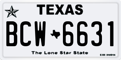 TX license plate BCW6631