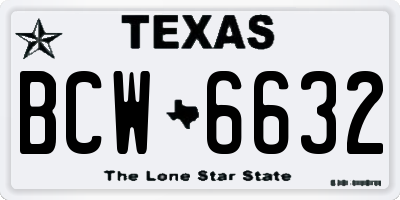 TX license plate BCW6632