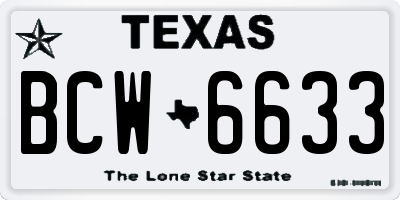 TX license plate BCW6633