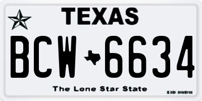 TX license plate BCW6634