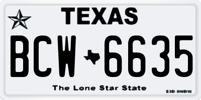 TX license plate BCW6635