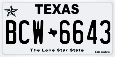 TX license plate BCW6643