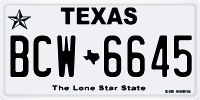 TX license plate BCW6645