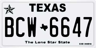 TX license plate BCW6647