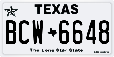 TX license plate BCW6648