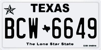 TX license plate BCW6649