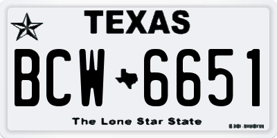 TX license plate BCW6651