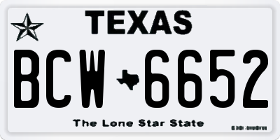 TX license plate BCW6652