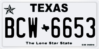 TX license plate BCW6653