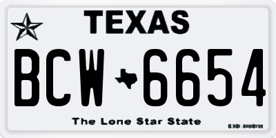 TX license plate BCW6654