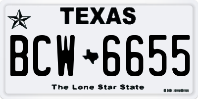 TX license plate BCW6655