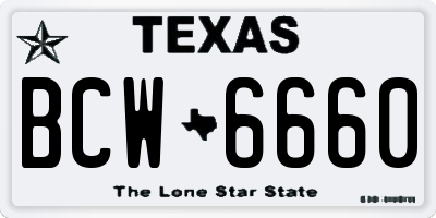 TX license plate BCW6660