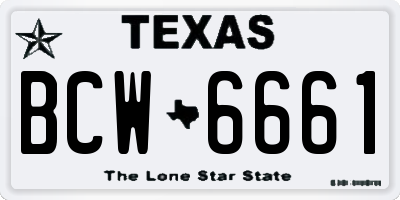 TX license plate BCW6661